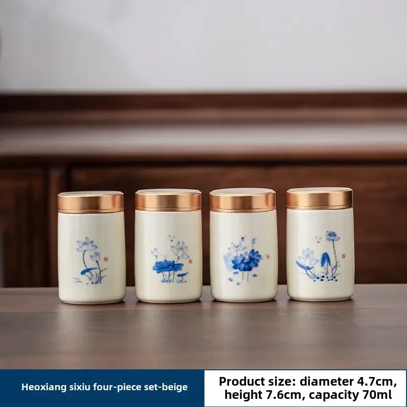4 개/몫 부티크 도자기 차 캐디 약용 허브 뚜껑이있는 - Herbal Wellness Blend 리뷰 및 가격