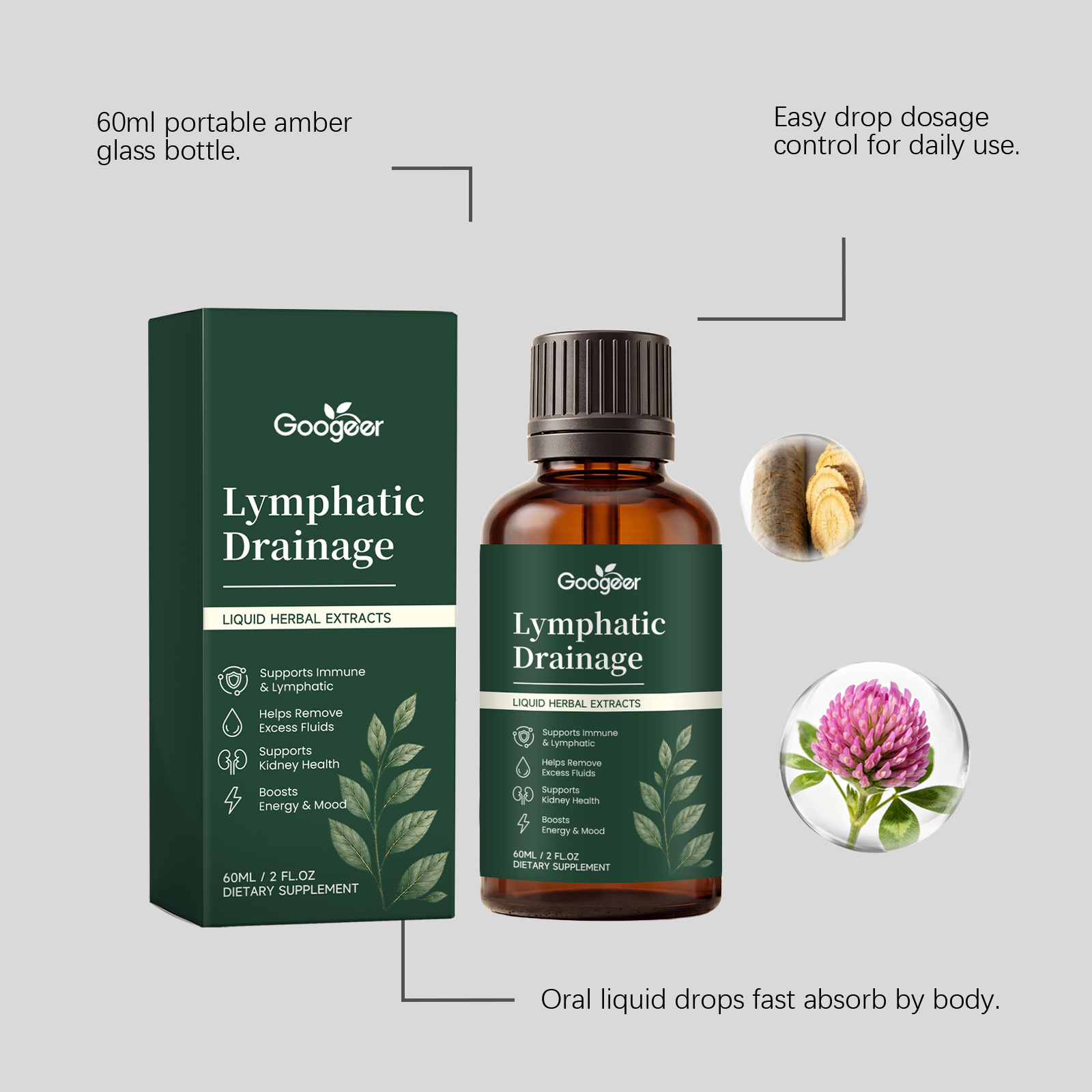천연 림프 및 신장 지원 액상 허브 추출물 보충제, 신 - Herbal Wellness Tincture 리뷰 및 가격